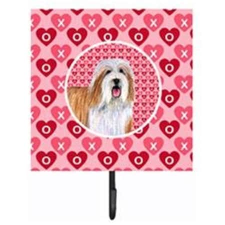 Jensendistributionservices 4.25 x 7 in. Bearded Collie Valentines Love and Hearts Leash Or Key Holder MI1657563